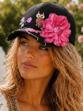 🧢 JAM Designs Floral Owl Embellished Baseball Cap JAM-12
